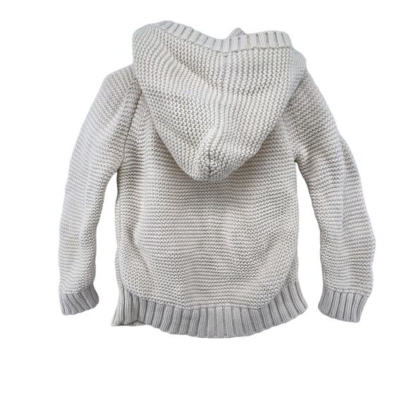 Baby Gap Size 3 Years Sweater Knit Jacket Hooded Bougie Beige Pockets Full Zip - Picture 3 of 3